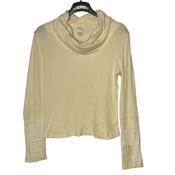 Sundance Everyday Compliments Cowl Turtleneck Cream Sz SM Waffle Knit Thermal - Picture 1 of 7